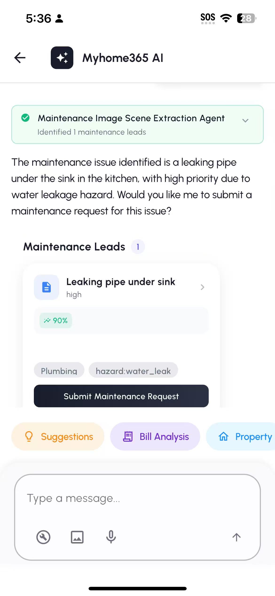 Submit maintenance with AI