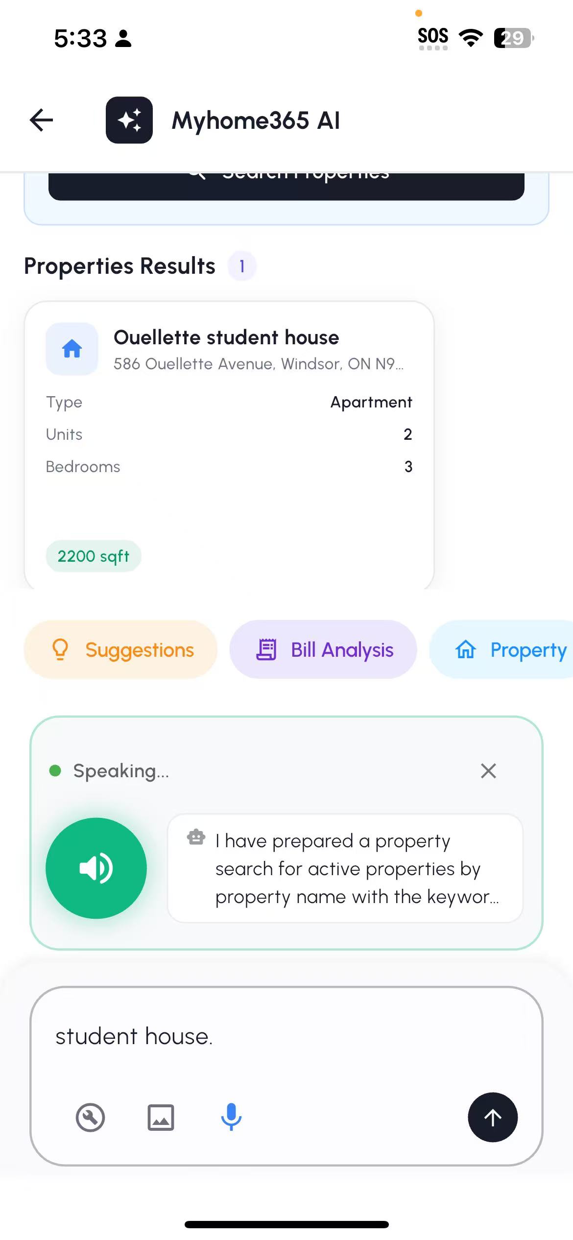 Voice search for leases